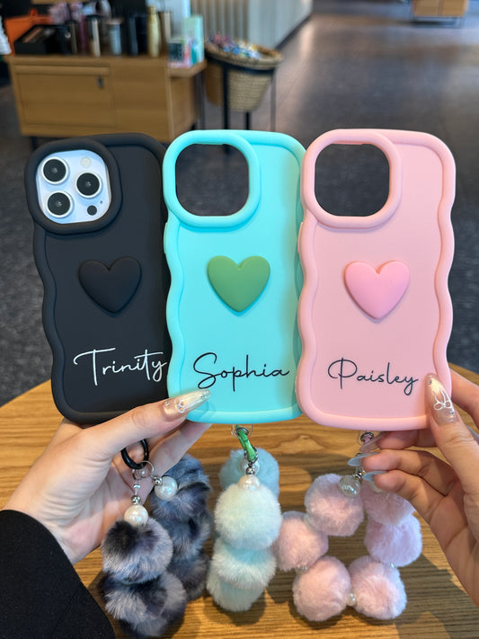 Your Name Signature Series Minimalist Ripple Heart Personalized Phone Case