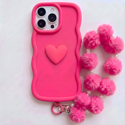 Yours Truly: Trendy Wavy Heart Custom Phone Case with Script Signature