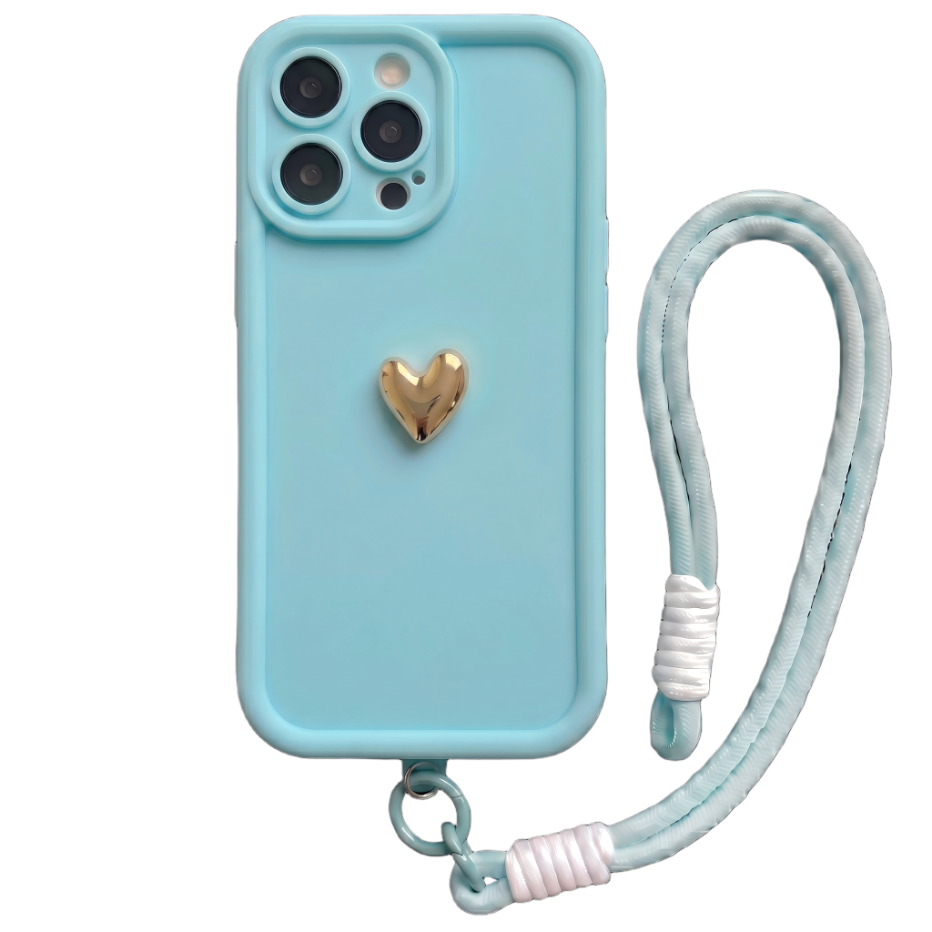 Your Name Signature Series: Fashionable 3D Golden Heart Personalized Phone Case