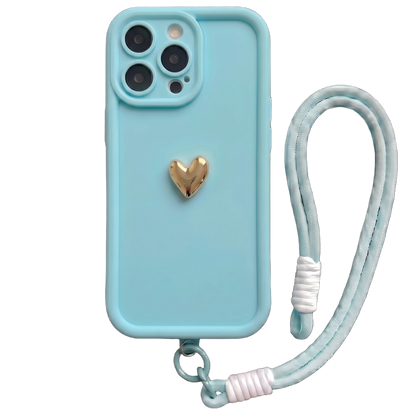 Your Name Signature Series: Fashionable 3D Golden Heart Personalized Phone Case