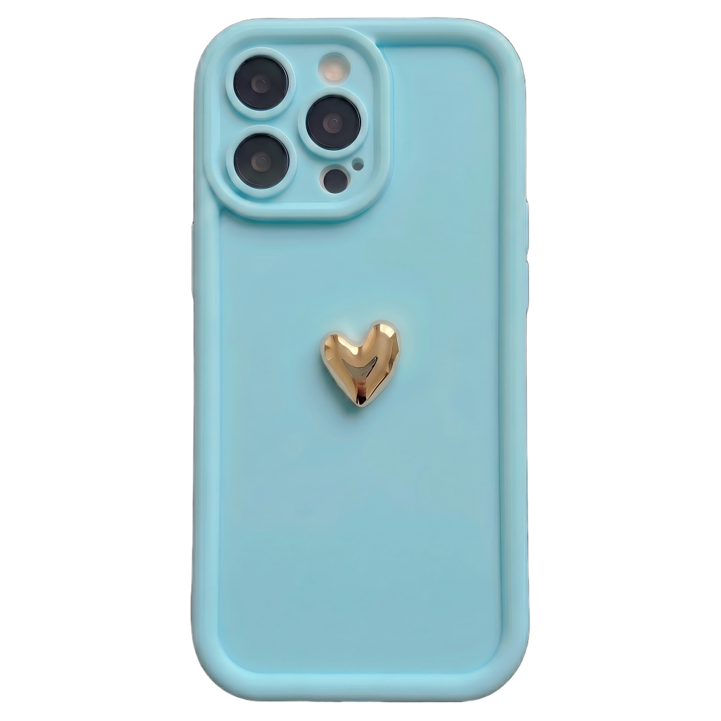 Your Name Signature Series: Fashionable 3D Golden Heart Personalized Phone Case