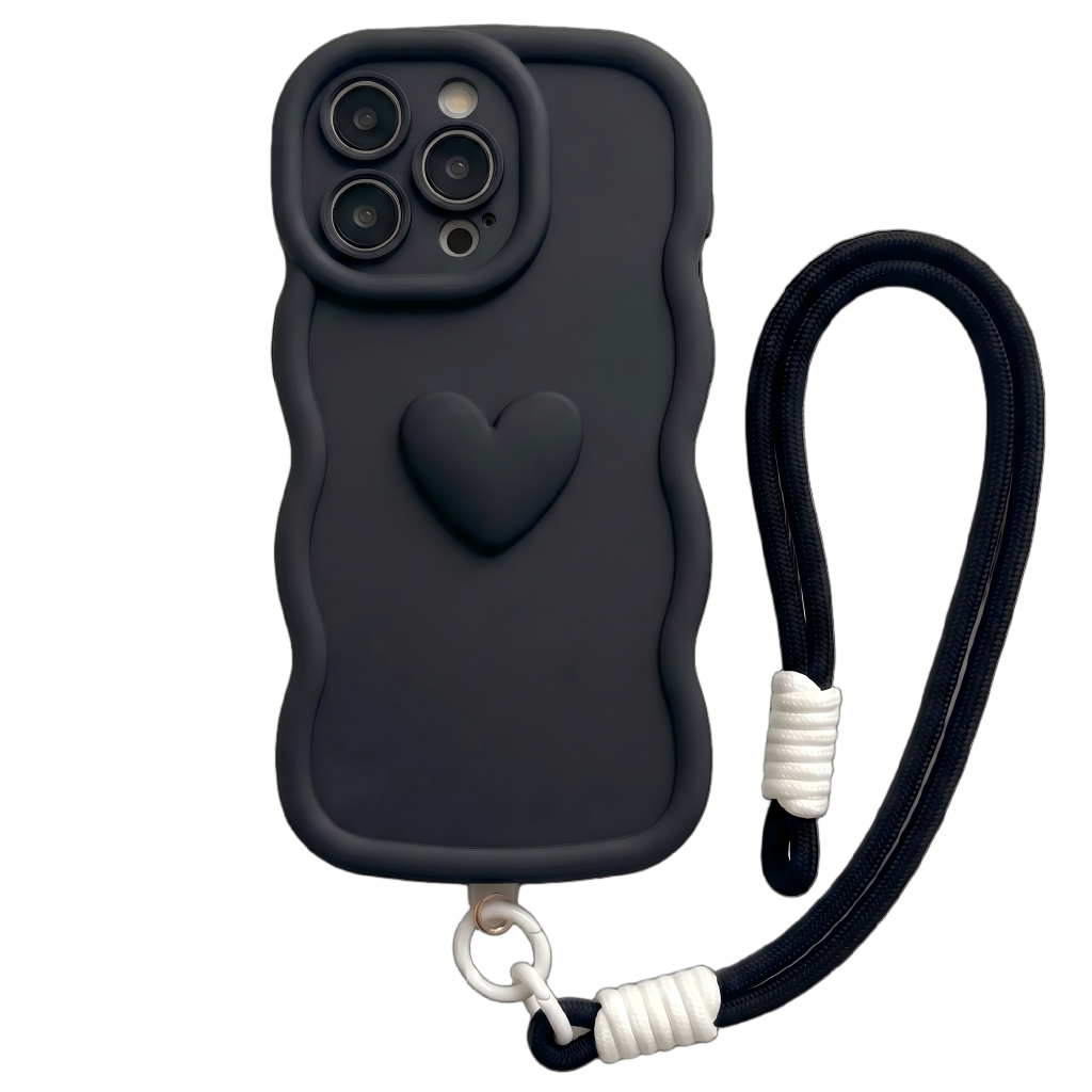Yours Truly: Trendy Wavy Heart Custom Phone Case with Script Signature