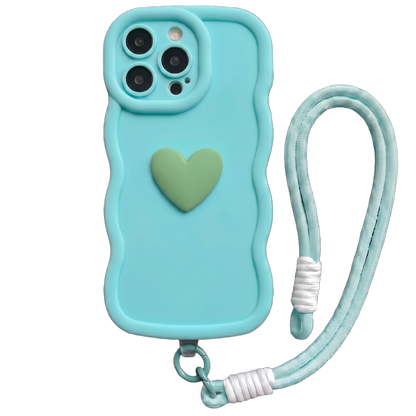 Yours Truly: Trendy Wavy Heart Custom Phone Case with Script Signature