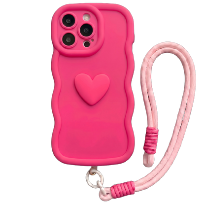 Yours Truly: Trendy Wavy Heart Custom Phone Case with Script Signature