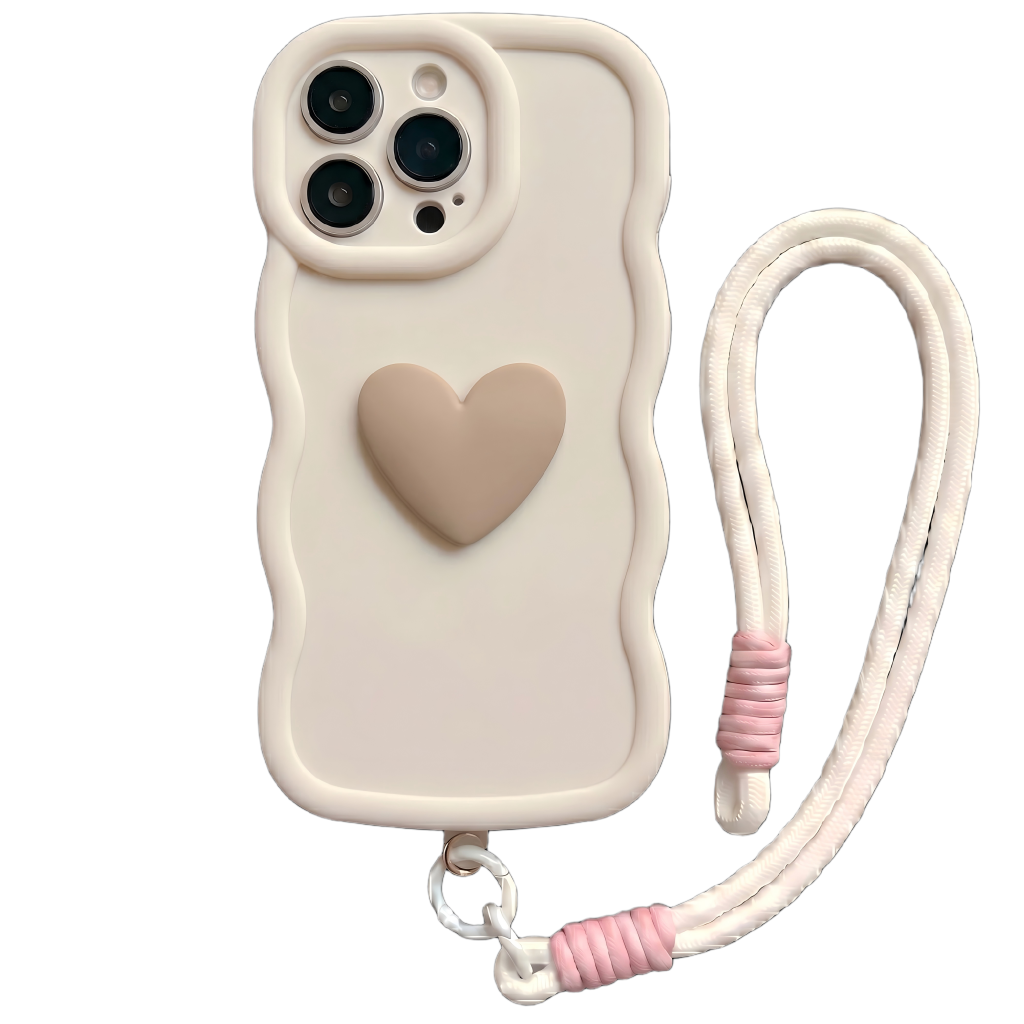 Yours Truly: Trendy Wavy Heart Custom Phone Case with Script Signature