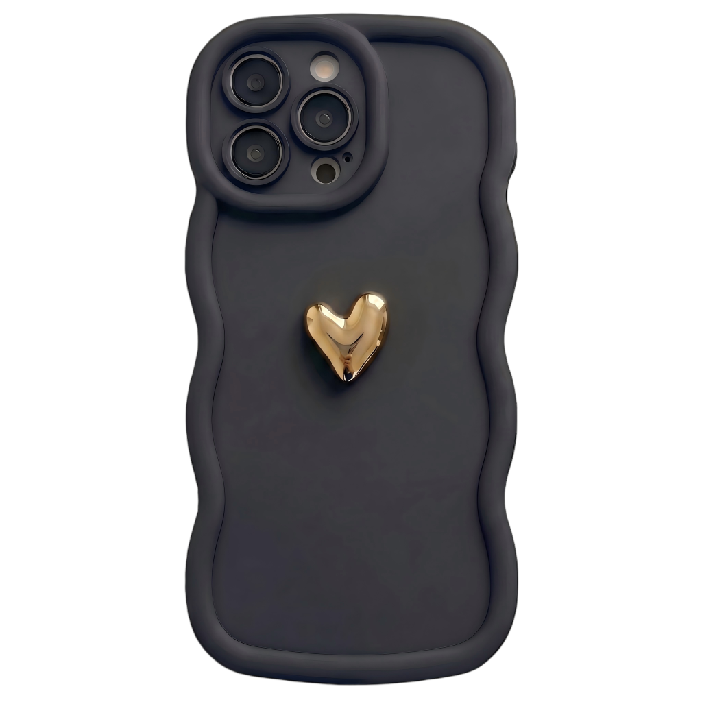 Your Name Signature Series: Fashionable 3D Golden Heart Personalized Phone Case