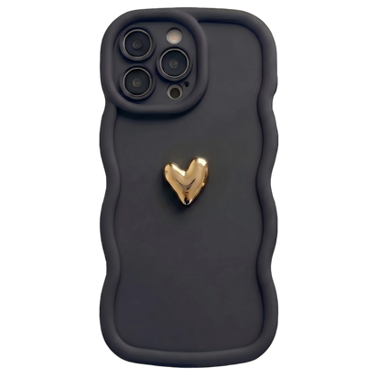 Your Name Signature Series: Fashionable 3D Golden Heart Personalized Phone Case