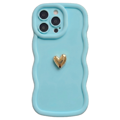 Your Name Signature Series: Fashionable 3D Golden Heart Personalized Phone Case
