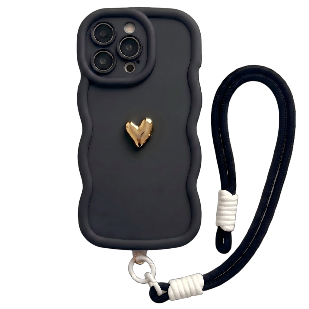 Your Name Signature Series: Fashionable 3D Golden Heart Personalized Phone Case