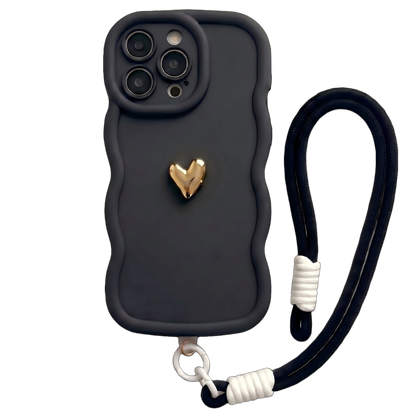 Your Name Signature Series: Fashionable 3D Golden Heart Personalized Phone Case