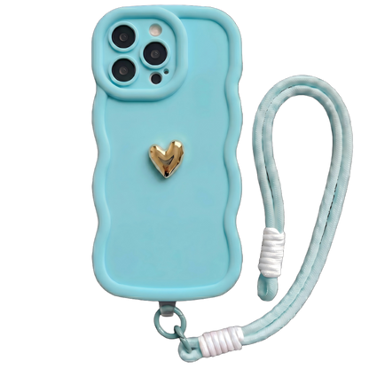 Your Name Signature Series: Fashionable 3D Golden Heart Personalized Phone Case