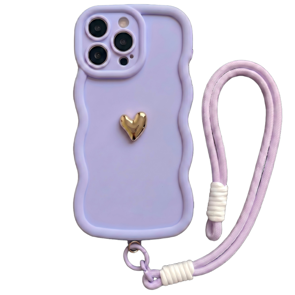 Your Name Signature Series: Fashionable 3D Golden Heart Personalized Phone Case