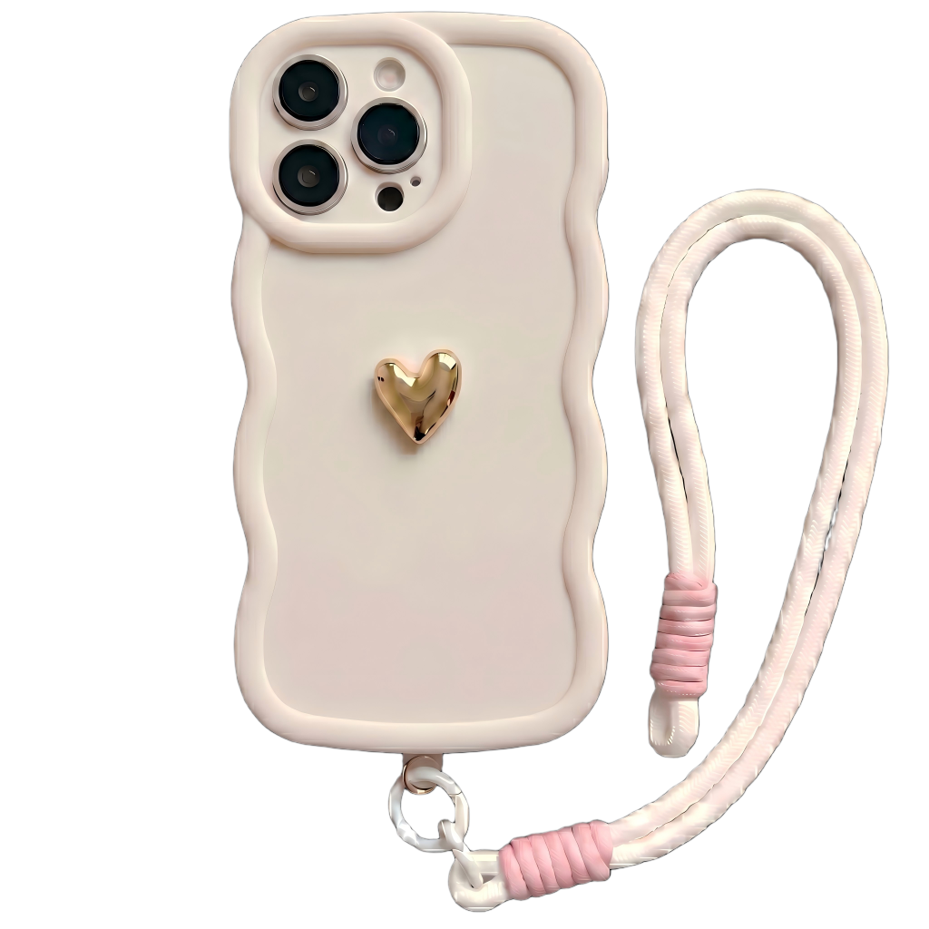 Your Name Signature Series: Fashionable 3D Golden Heart Personalized Phone Case