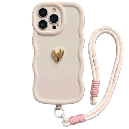 Your Name Signature Series: Fashionable 3D Golden Heart Personalized Phone Case