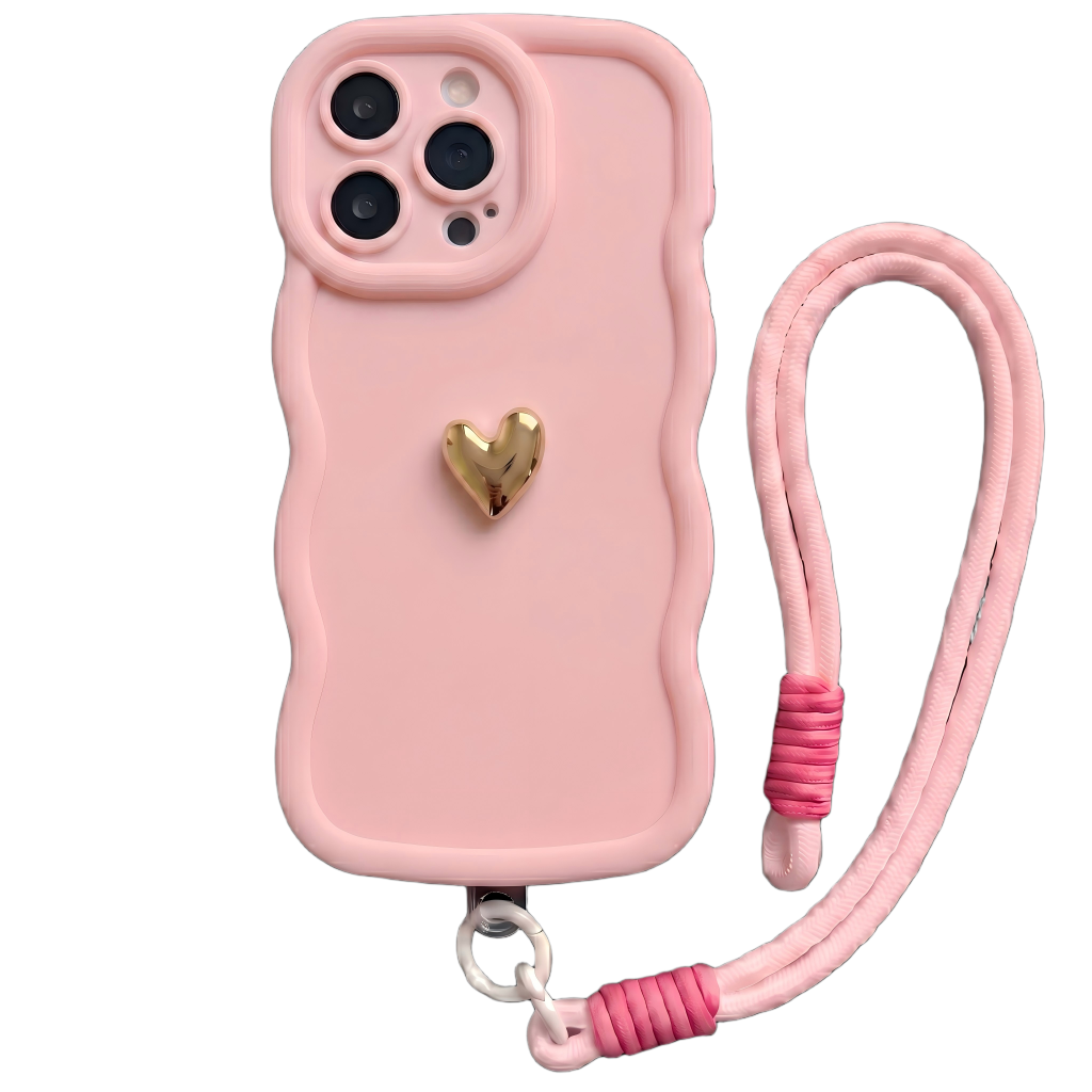 Your Name Signature Series: Fashionable 3D Golden Heart Personalized Phone Case