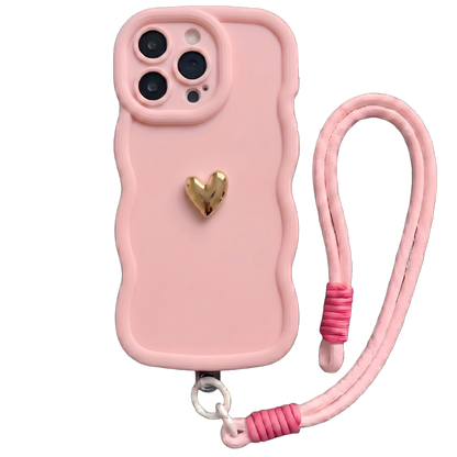Your Name Signature Series: Fashionable 3D Golden Heart Personalized Phone Case