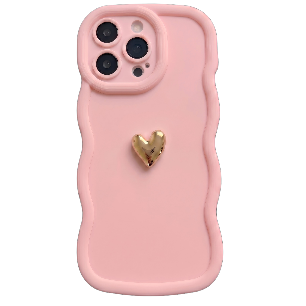 Your Name Signature Series: Fashionable 3D Golden Heart Personalized Phone Case