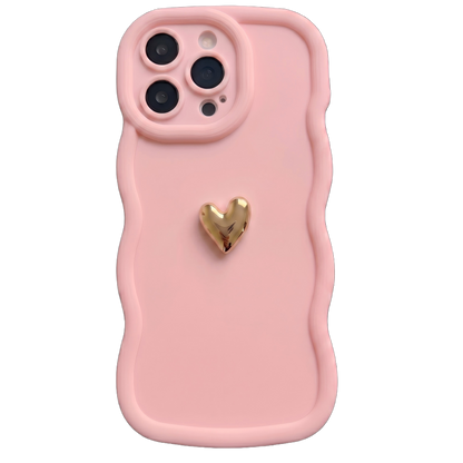 Your Name Signature Series: Fashionable 3D Golden Heart Personalized Phone Case
