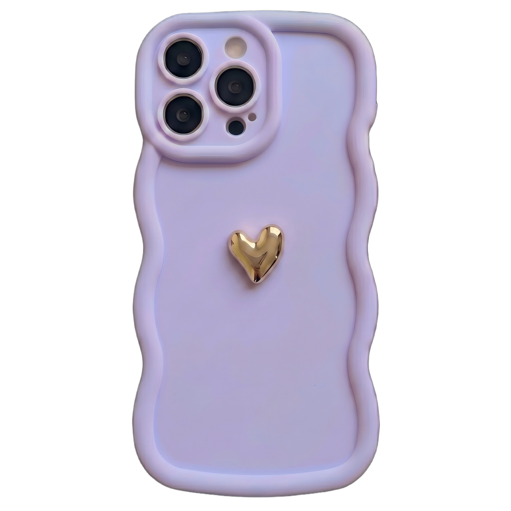 Your Name Signature Series: Fashionable 3D Golden Heart Personalized Phone Case
