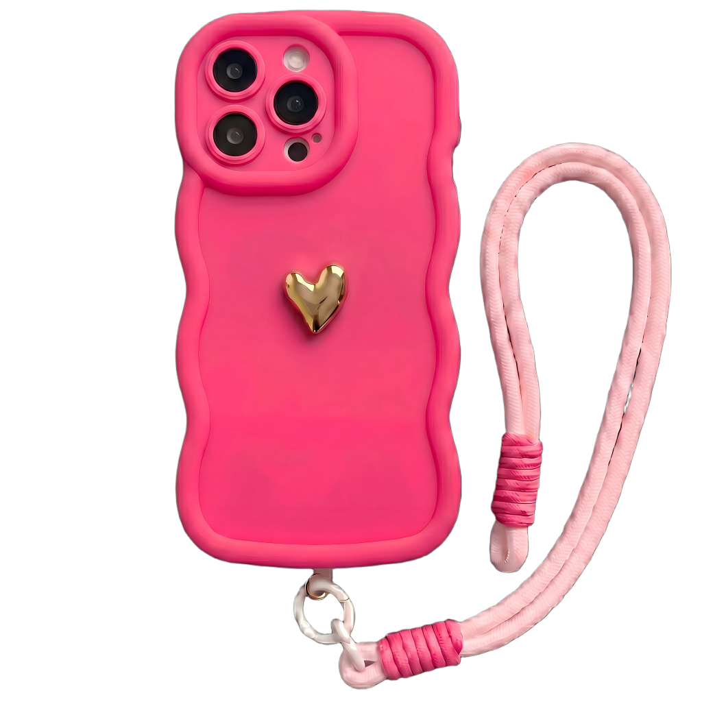 Your Name Signature Series: Fashionable 3D Golden Heart Personalized Phone Case