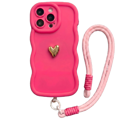 Your Name Signature Series: Fashionable 3D Golden Heart Personalized Phone Case