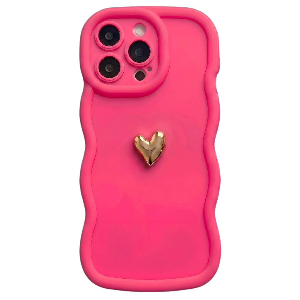 Your Name Signature Series: Fashionable 3D Golden Heart Personalized Phone Case