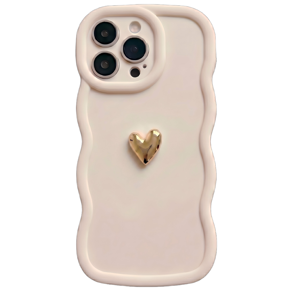Your Name Signature Series: Fashionable 3D Golden Heart Personalized Phone Case