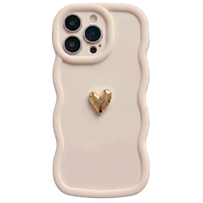 Your Name Signature Series: Fashionable 3D Golden Heart Personalized Phone Case