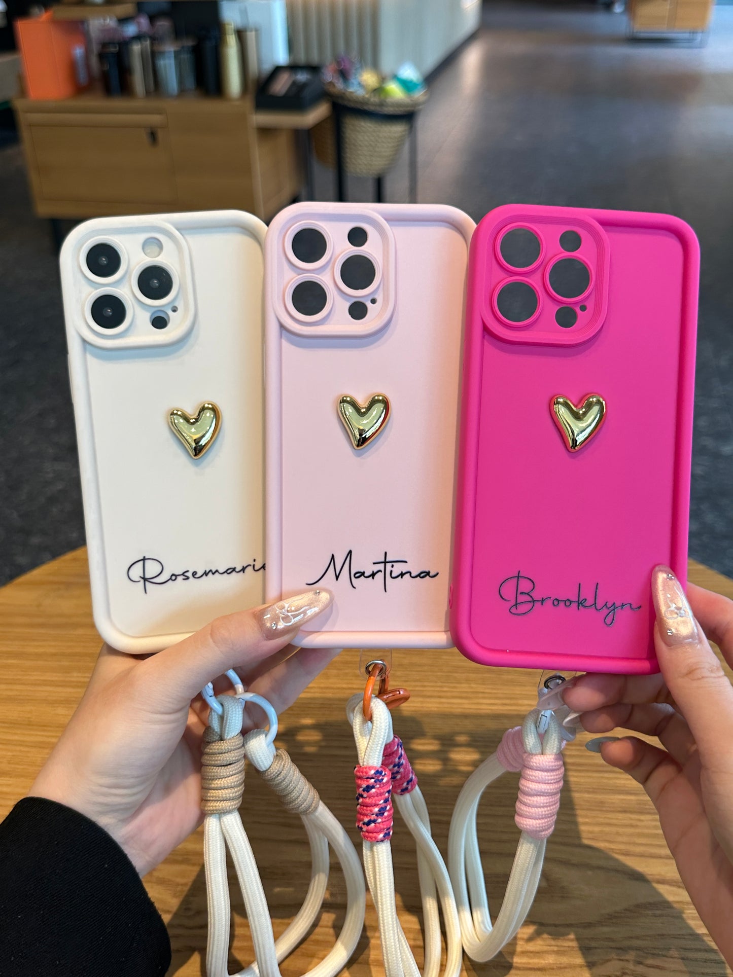 Your Name Signature Series: Fashionable 3D Golden Heart Personalized Phone Case