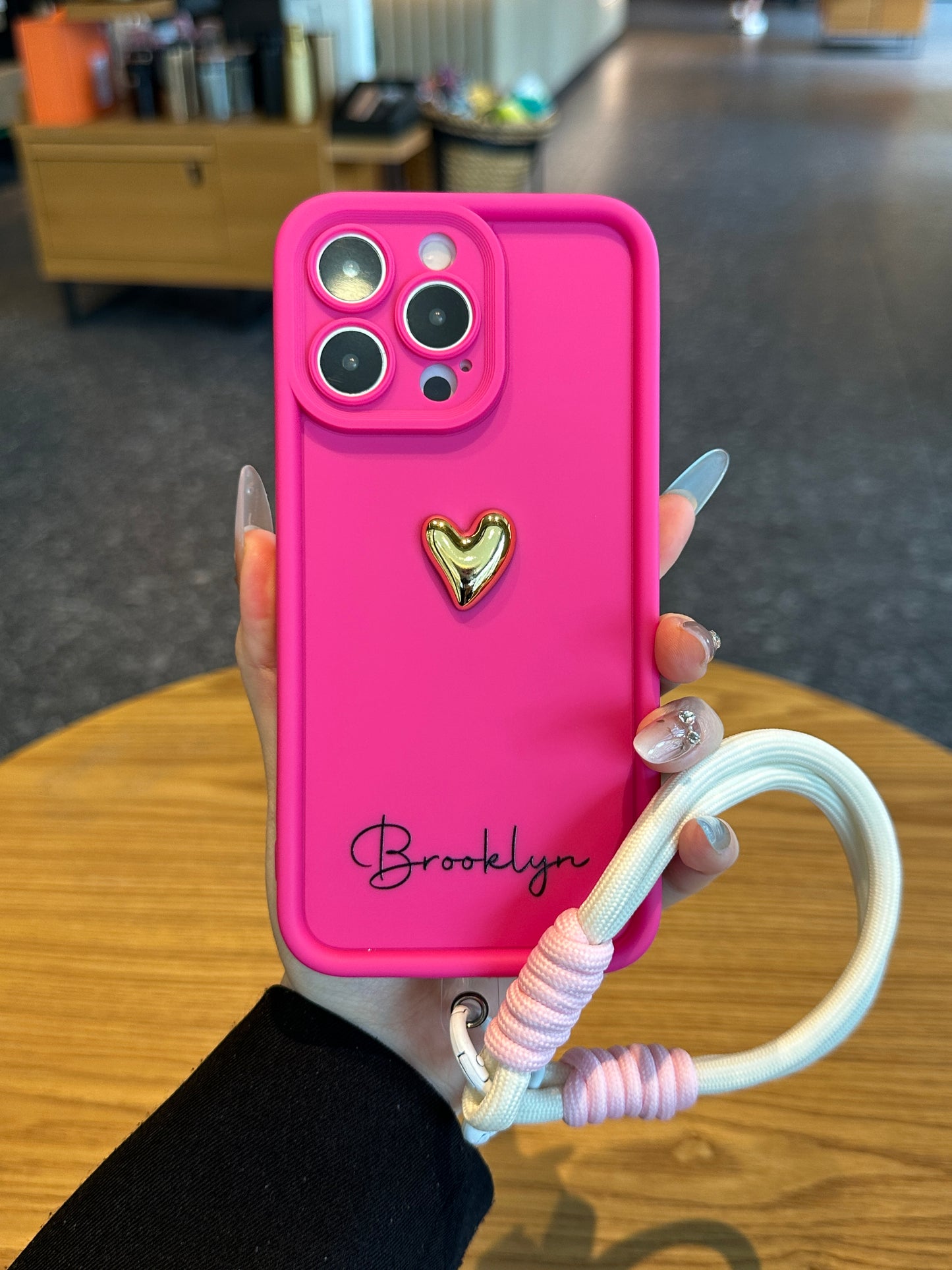 Your Name Signature Series: Fashionable 3D Golden Heart Personalized Phone Case