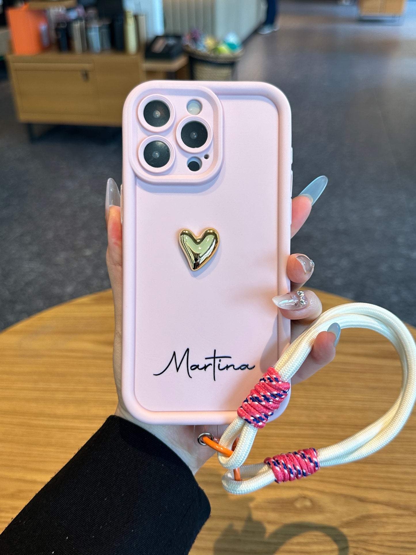 Your Name Signature Series: Fashionable 3D Golden Heart Personalized Phone Case