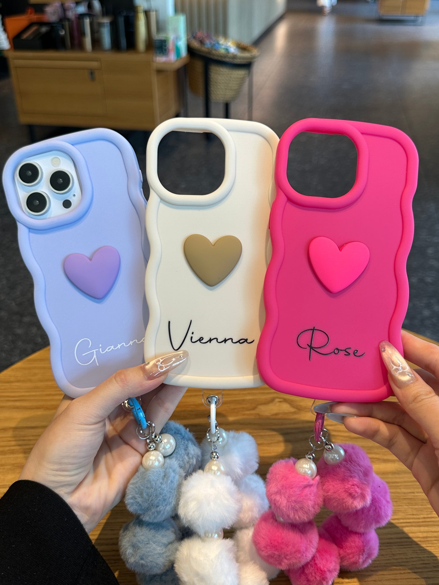 Yours Truly: Trendy Wavy Heart Custom Phone Case with Script Signature