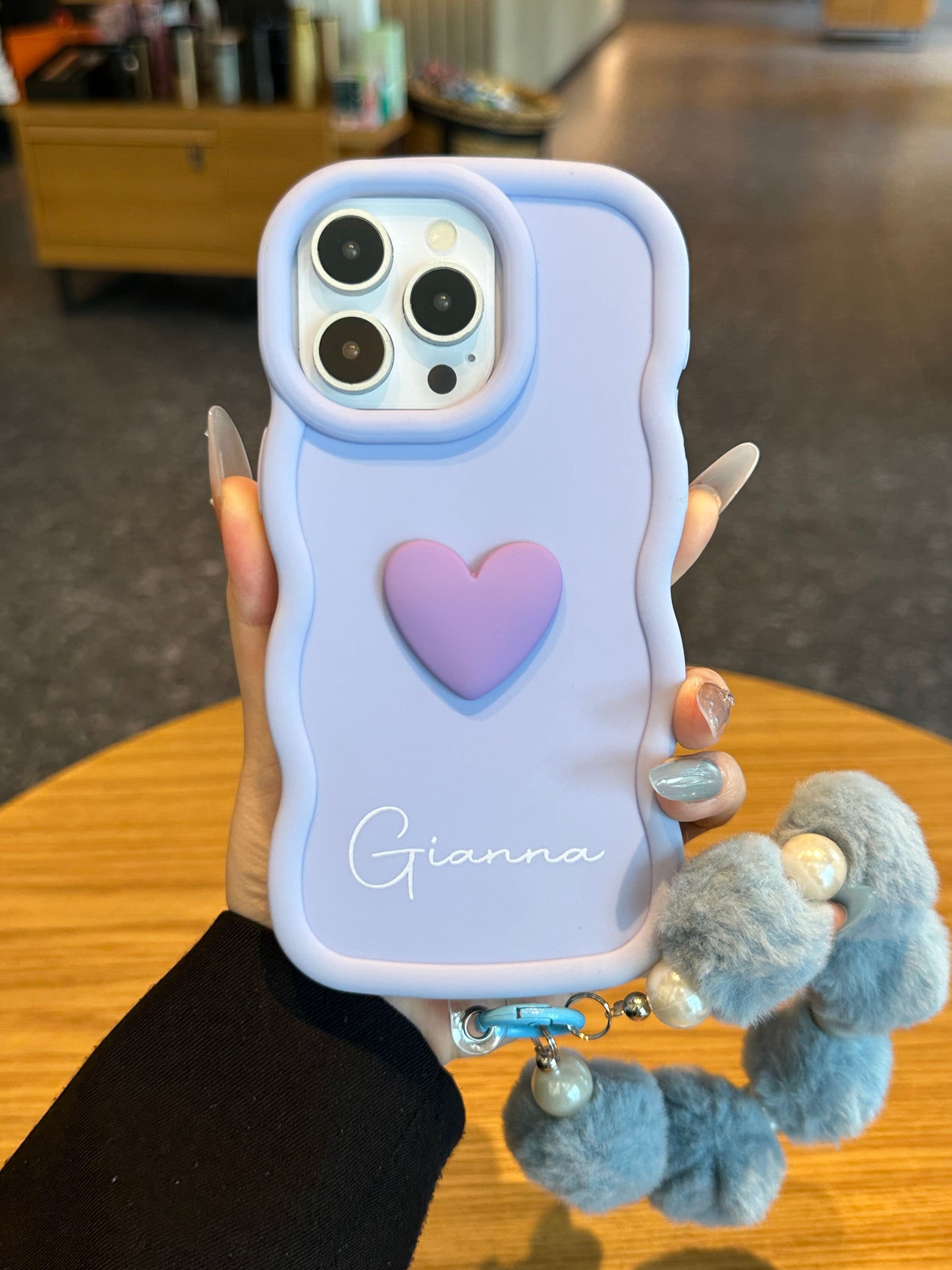 Yours Truly: Trendy Wavy Heart Custom Phone Case with Script Signature