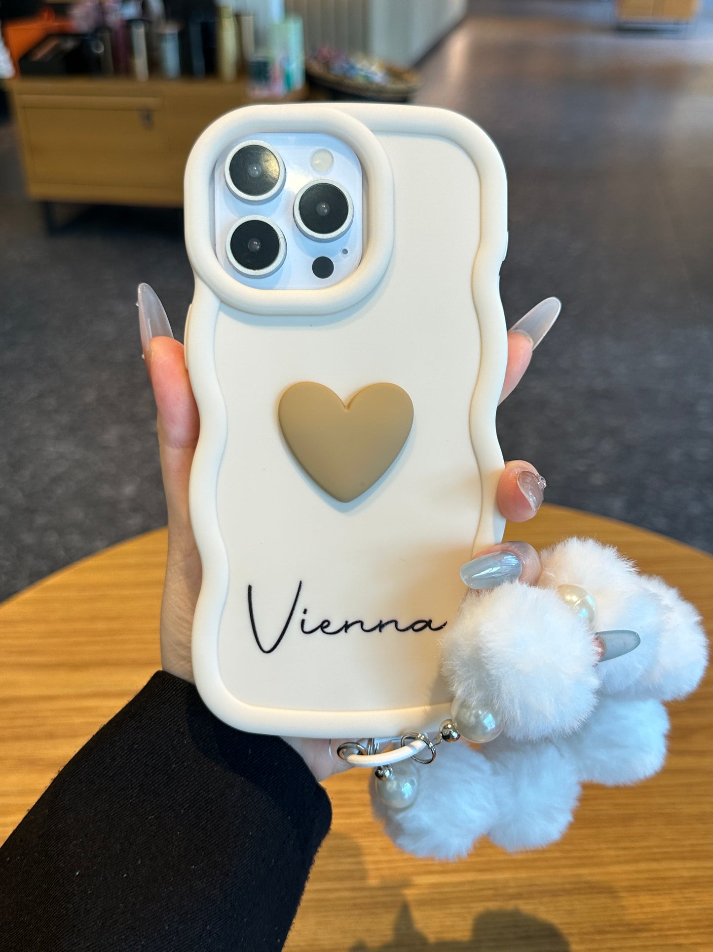 Yours Truly: Trendy Wavy Heart Custom Phone Case with Script Signature