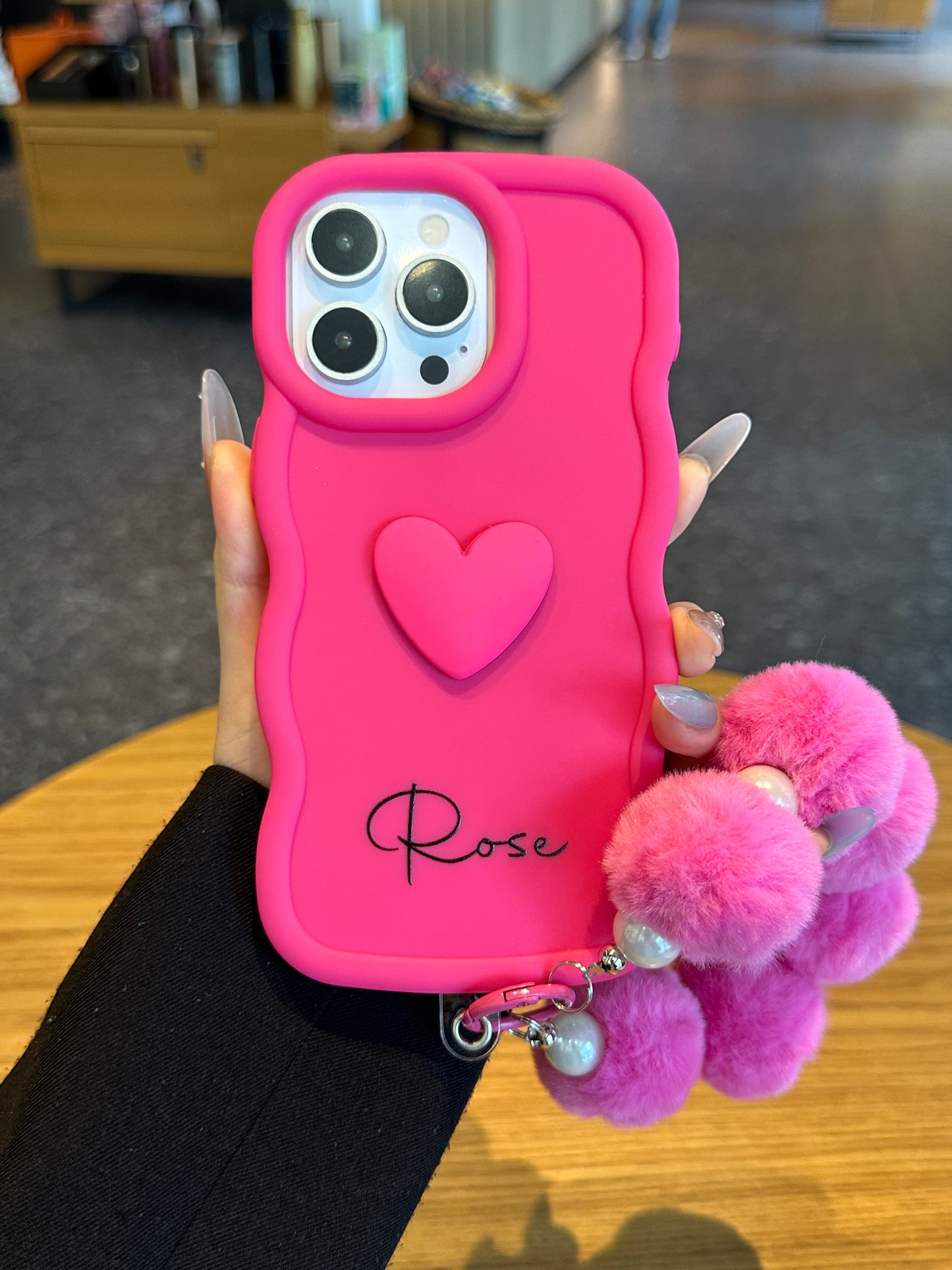Yours Truly: Trendy Wavy Heart Custom Phone Case with Script Signature