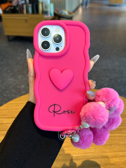 Yours Truly: Trendy Wavy Heart Custom Phone Case with Script Signature