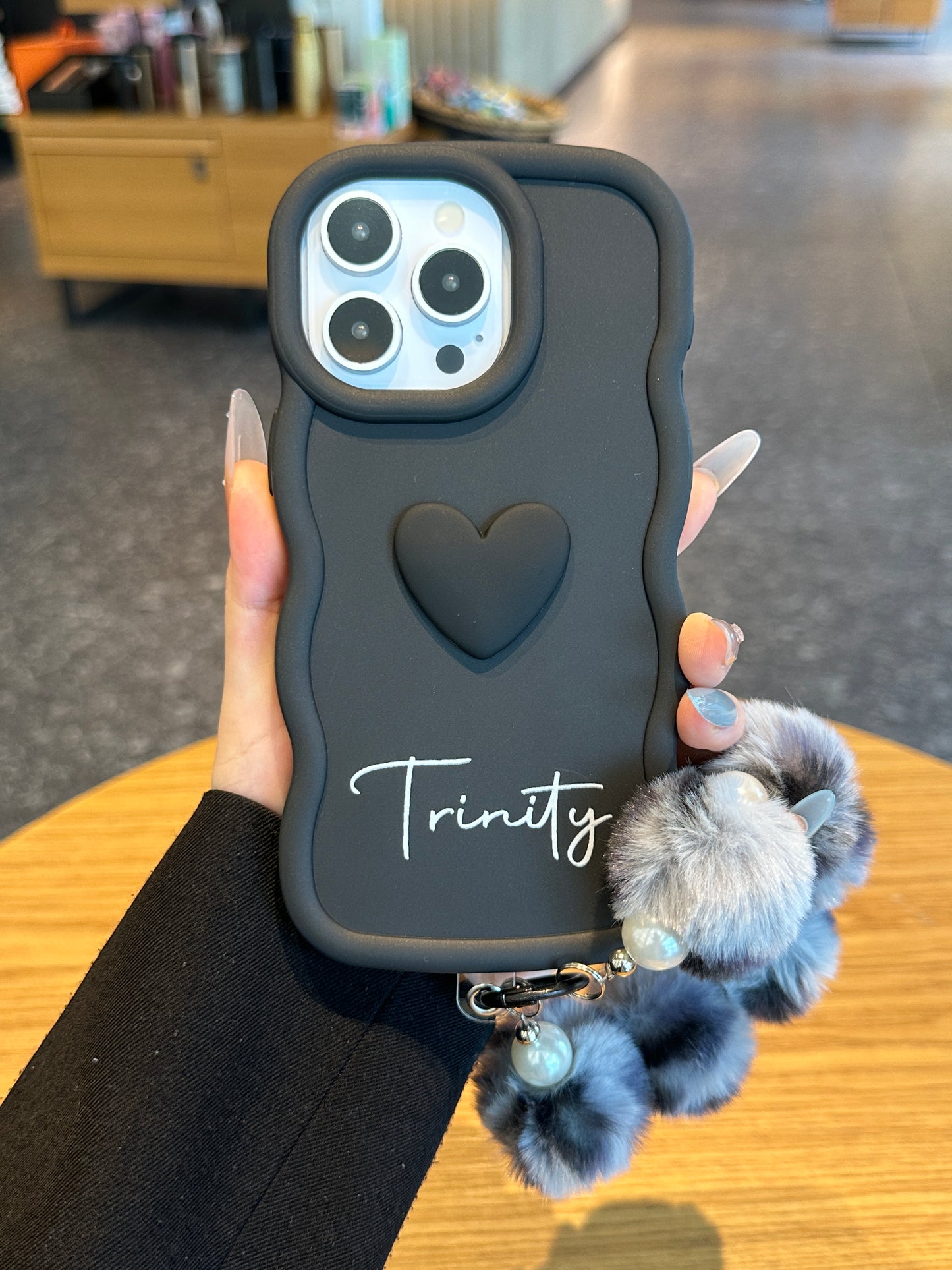 Yours Truly: Trendy Wavy Heart Custom Phone Case with Script Signature