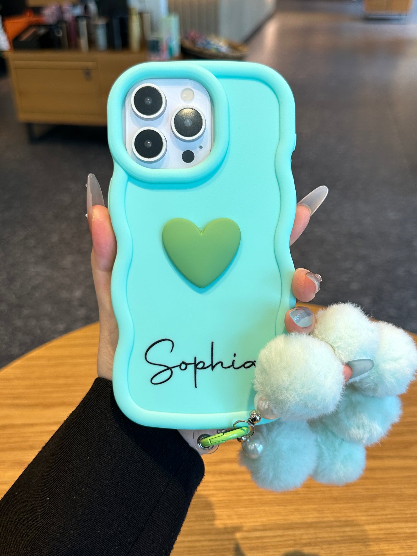 Yours Truly: Trendy Wavy Heart Custom Phone Case with Script Signature