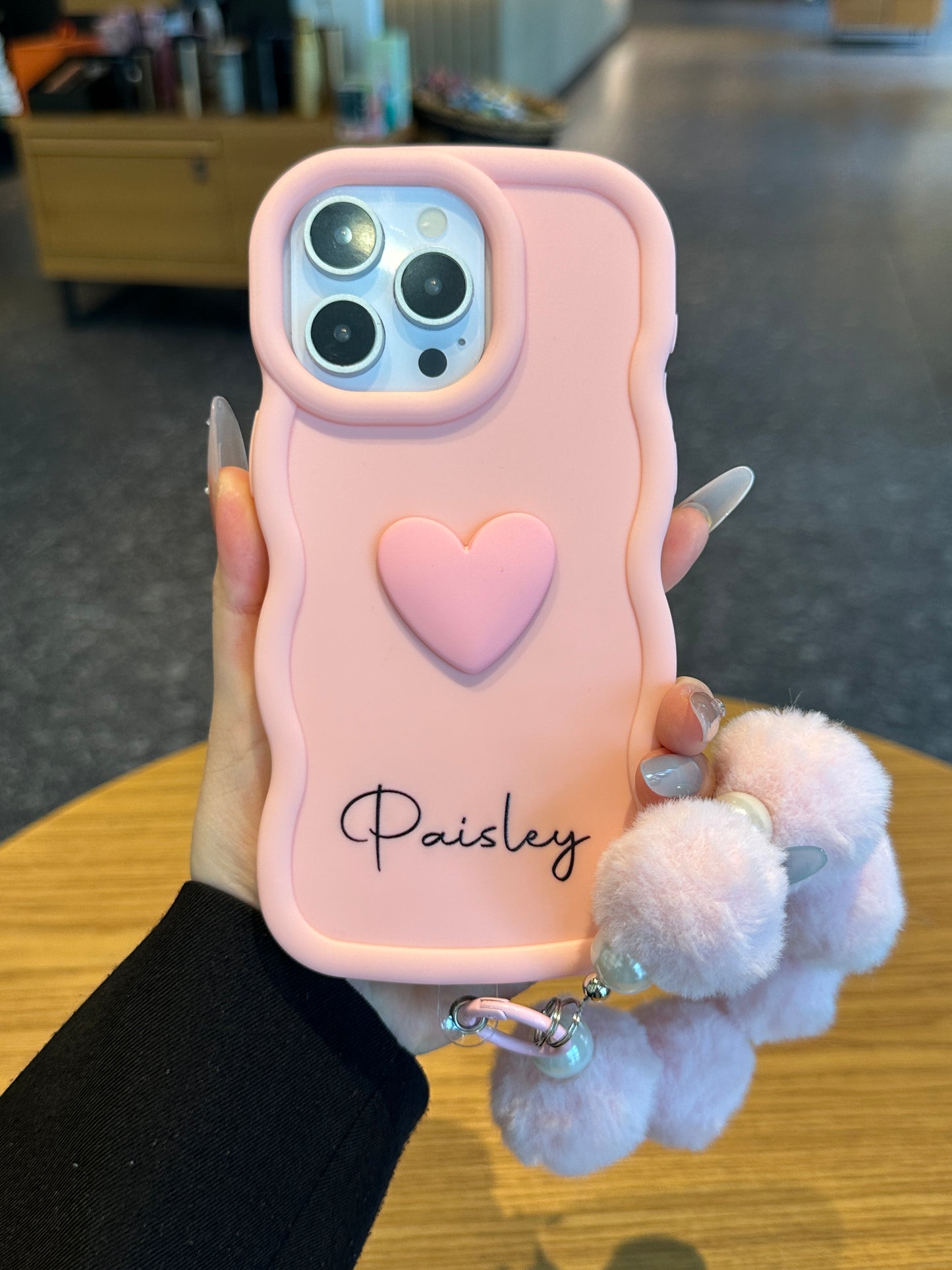 Yours Truly: Trendy Wavy Heart Custom Phone Case with Script Signature