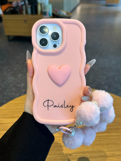 Your Name Signature Series: Fashionable Cute 3D Heart Personalized Name Phone Case
