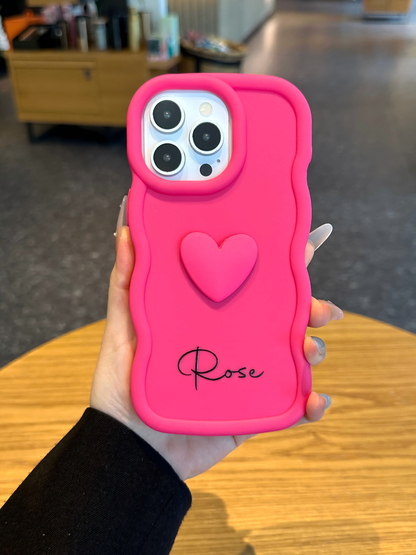Your Name Signature Series: Fashionable Cute 3D Heart Personalized Name Phone Case