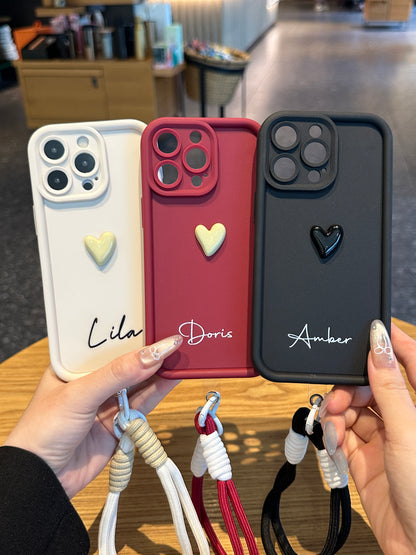 Your Name Signature Series: Fashionable 3D Cute Heart Personalized Phone Case