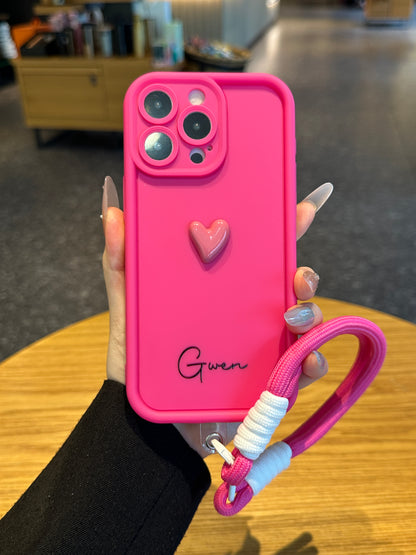 Your Name Signature Series: Fashionable 3D Cute Heart Personalized Phone Case