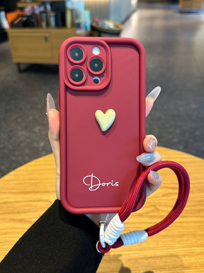 Your Name Signature Series: Fashionable 3D Cute Heart Personalized Phone Case