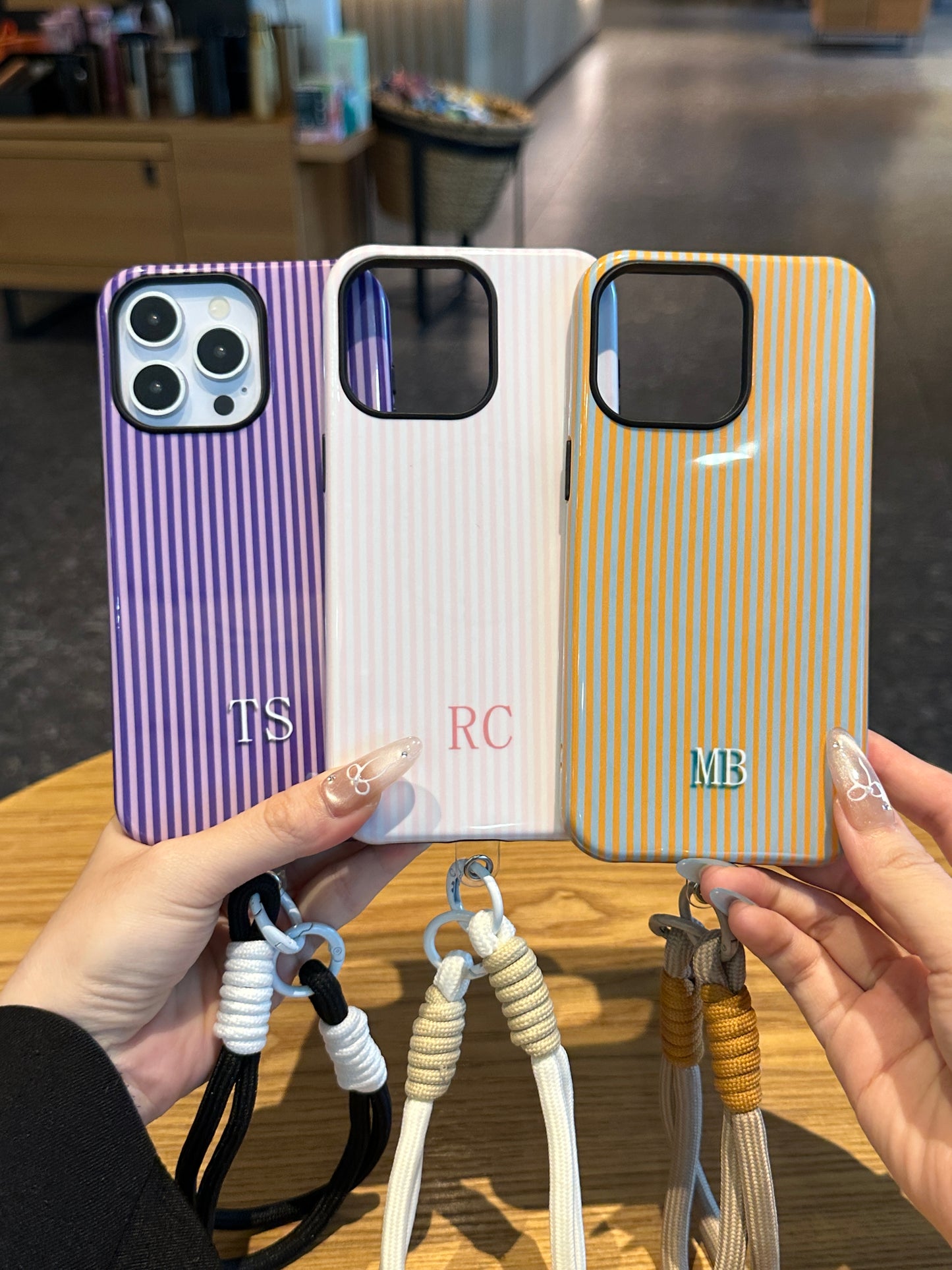 Your Name Initial Series: Fashionable Striped Personalized Phone Case