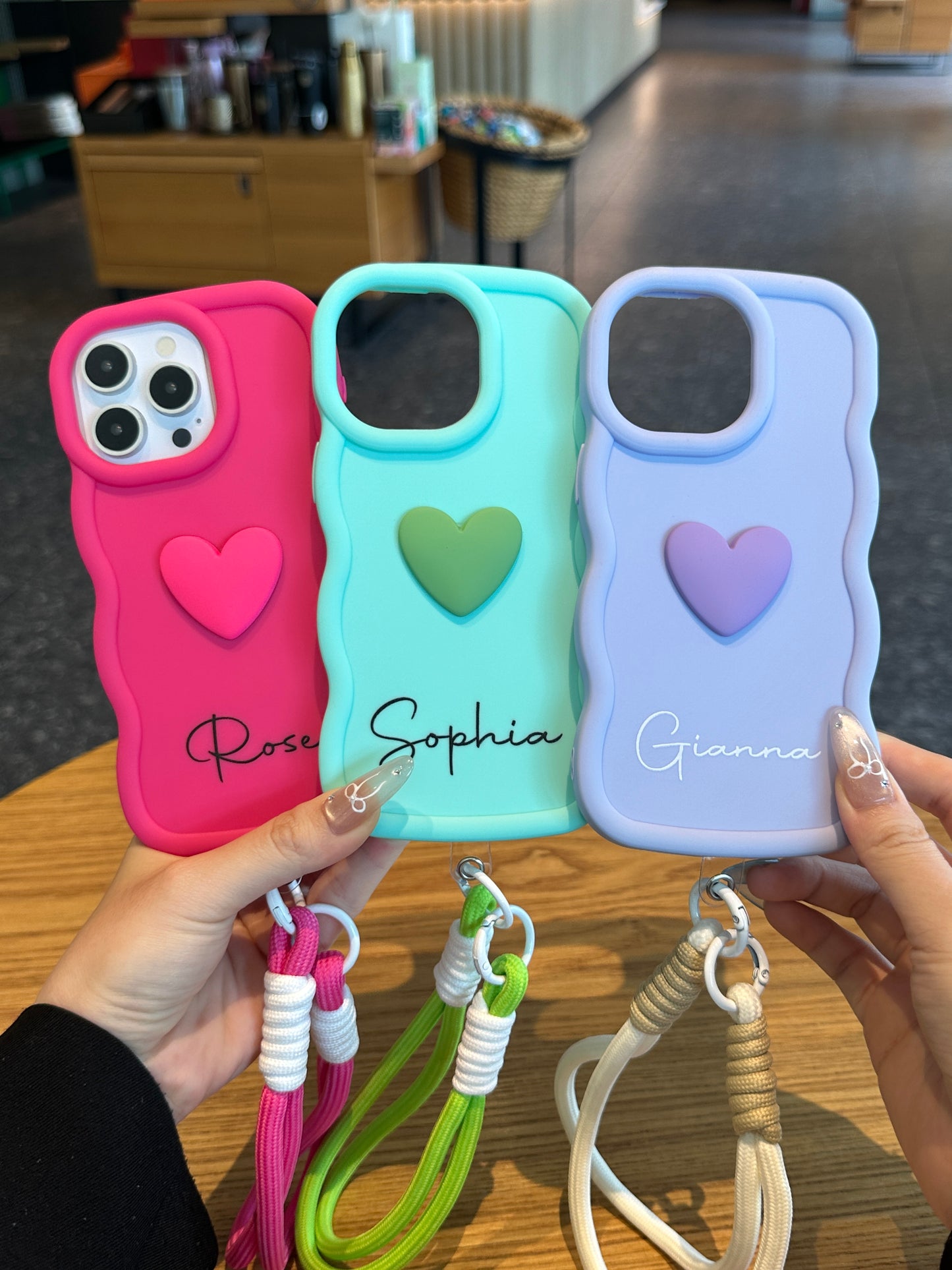 Yours Truly: Trendy Wavy Heart Custom Phone Case with Script Signature