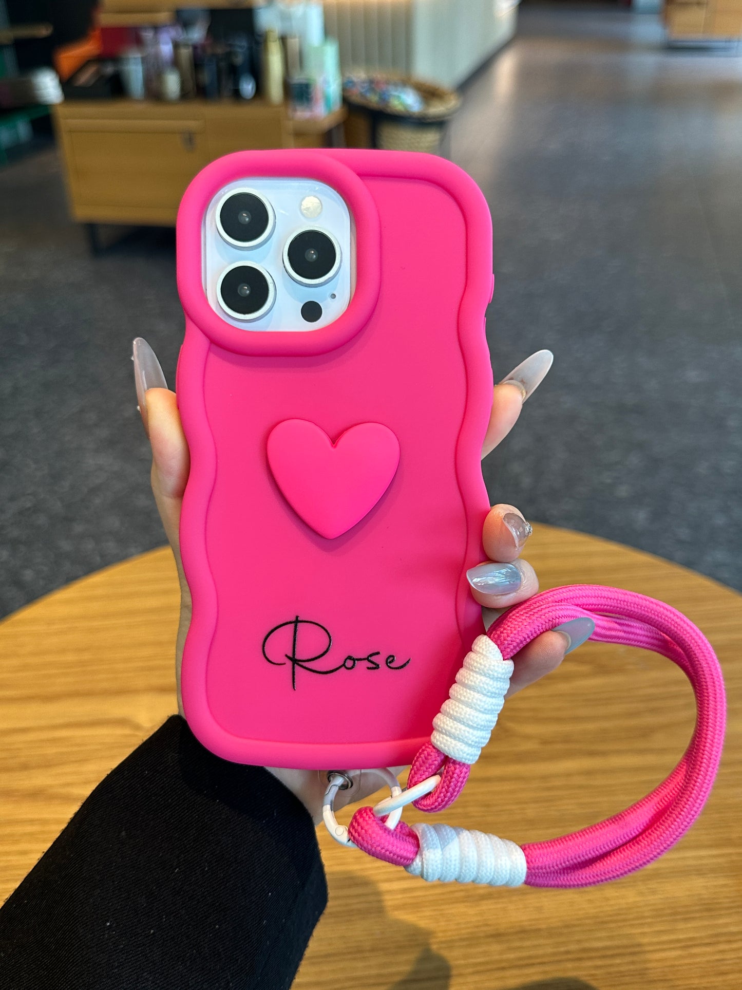 Yours Truly: Trendy Wavy Heart Custom Phone Case with Script Signature