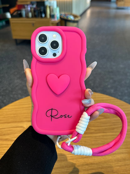 Yours Truly: Trendy Wavy Heart Custom Phone Case with Script Signature