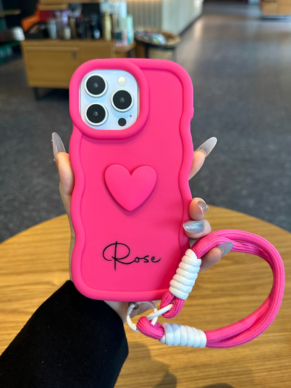 Your Name Signature Series: Fashionable Cute 3D Heart Personalized Name Phone Case