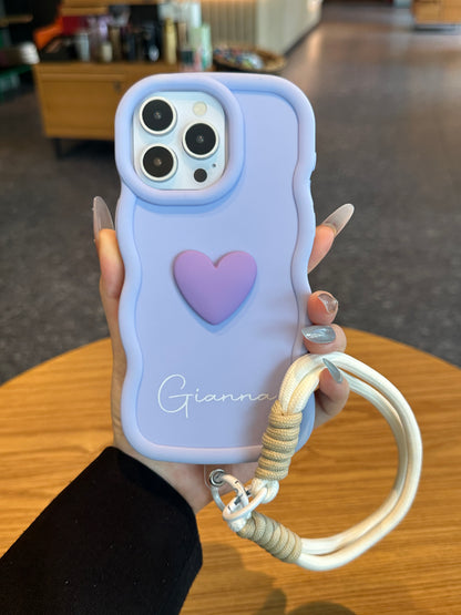 Yours Truly: Trendy Wavy Heart Custom Phone Case with Script Signature